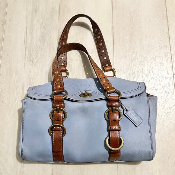 Vintage Coach Nubuck Lavender Blue Studded Chelsea Satchel D063 - 10139
